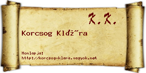Korcsog Klára névjegykártya